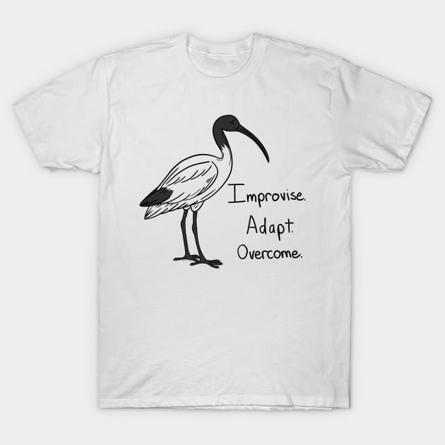 Improvise. Adapt. Overcome binchicken black T-Shirt by Beautifultd